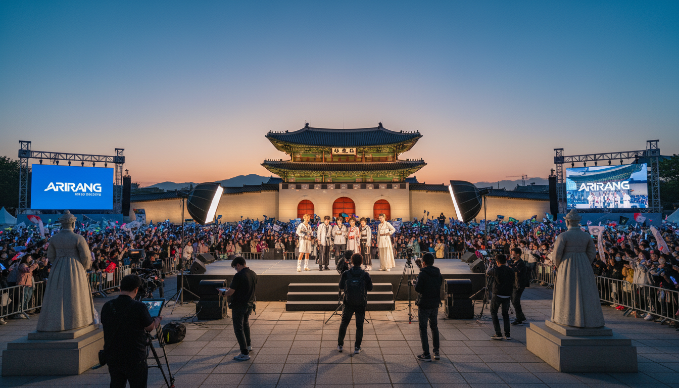 Gemini 2.5 Flash Image of BTS performing in Gwanghwamun