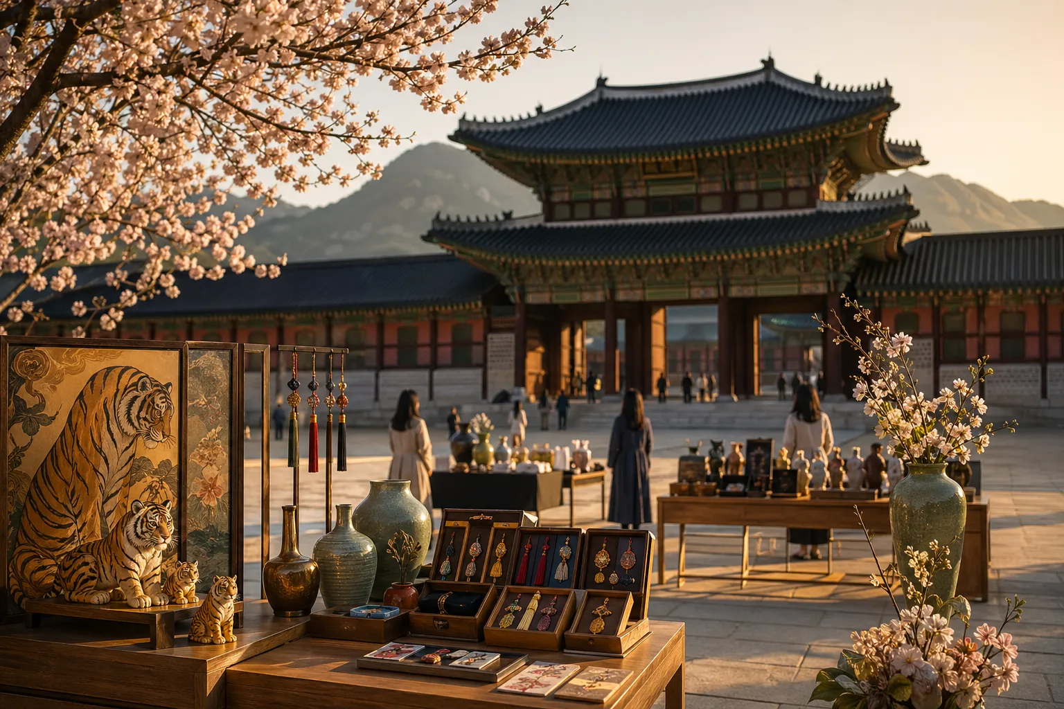 Spring K-heritage pop-up store atmosphere at Gyeongbokgung Palace during the Royal Culture Festival