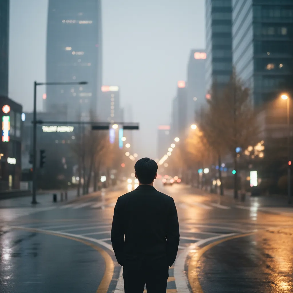 Silhouette of a person at a crossroads representing contract departure.