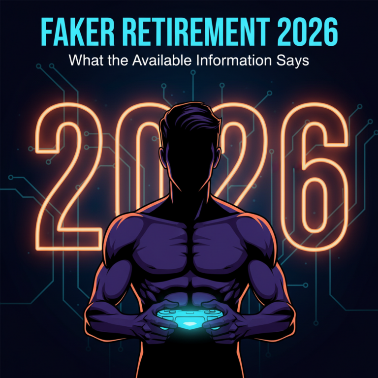 Thumbnail showing a silhouette of an esports player with a controller and the year 2026, representing Faker's rumored retirement
