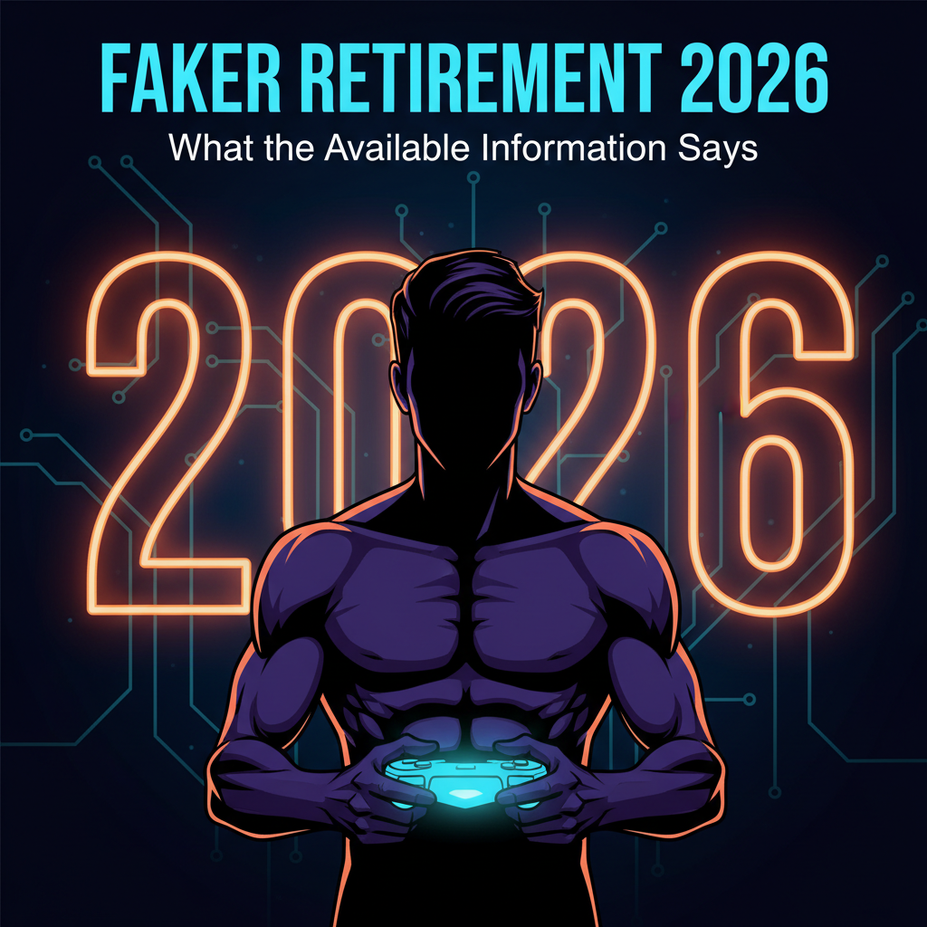 Thumbnail showing a silhouette of an esports player with a controller and the year 2026, representing Faker's rumored retirement