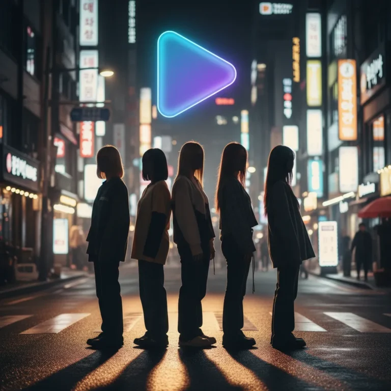 Silhouette of ILLIT members celebrating debut anniversary with magnetic theme