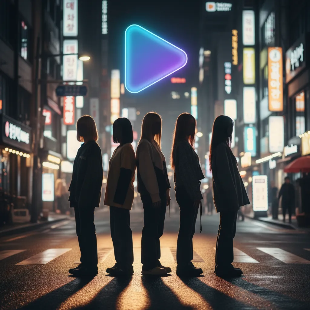 Silhouette of ILLIT members celebrating debut anniversary with magnetic theme