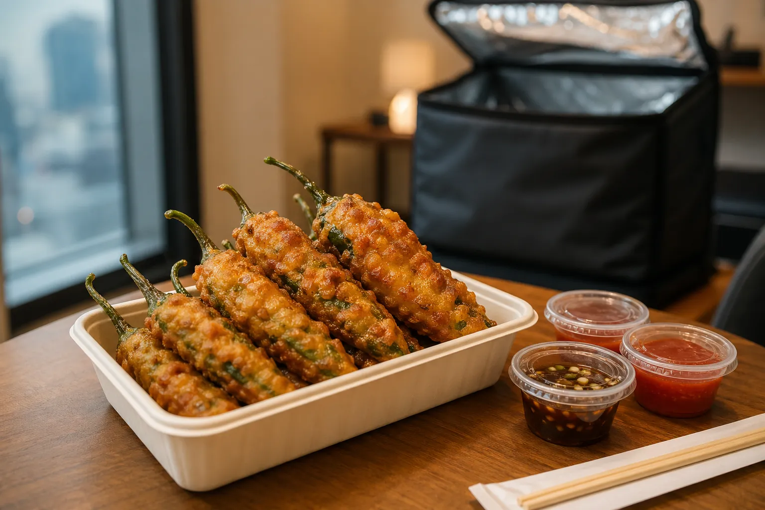 Woorirak Chili Fritters delivery Mangwon Market fried chili snack