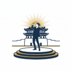 Silhouette of a performer on stage with Gwanghwamun gate backdrop, representing V's historic comeback live.