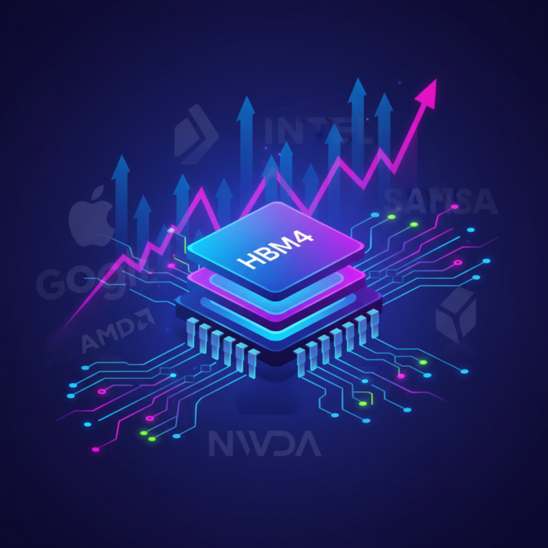 Thumbnail showing SK Hynix HBM4 chip amid competition with rising trend graphics
