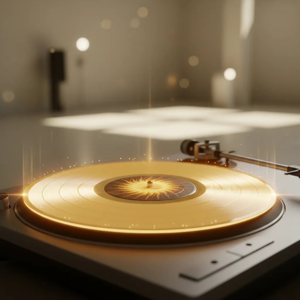A vinyl record spinning with light flares, symbolizing Taeyang's new release