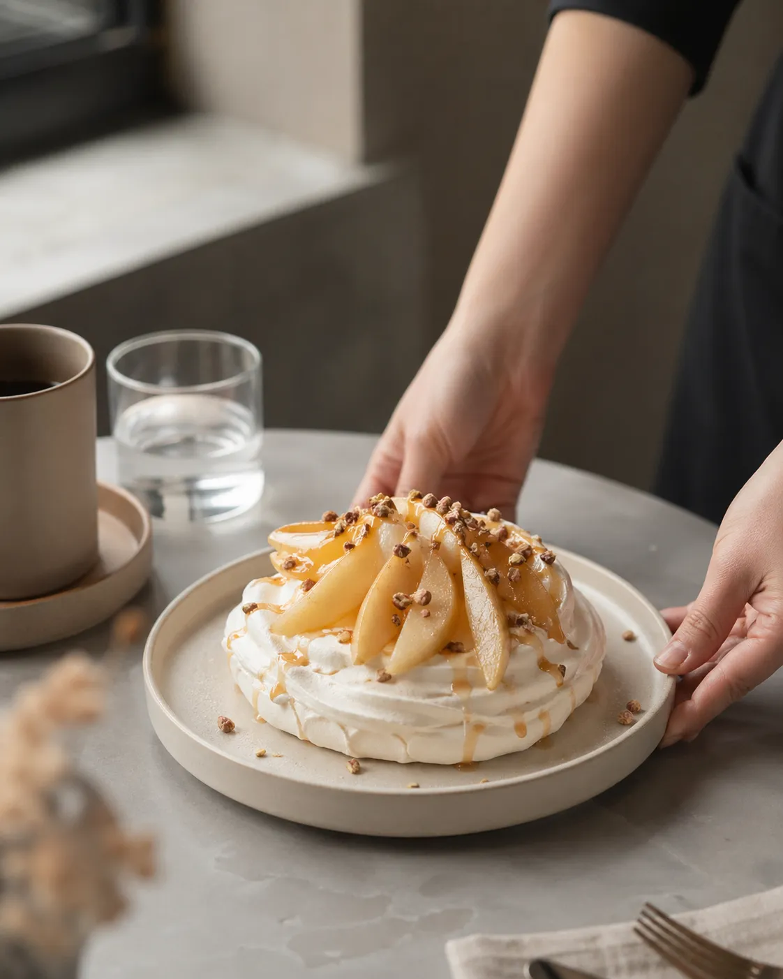 Musuhi Cafe’s Pear Pavlova seasonal patisserie in Sindang-dong