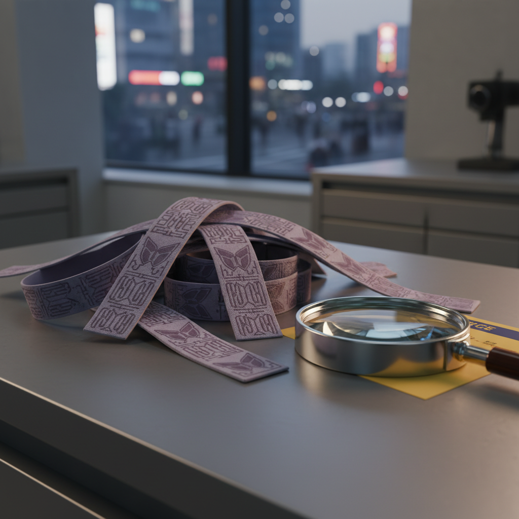 Detailed view of the stolen wristbands arranged for investigation