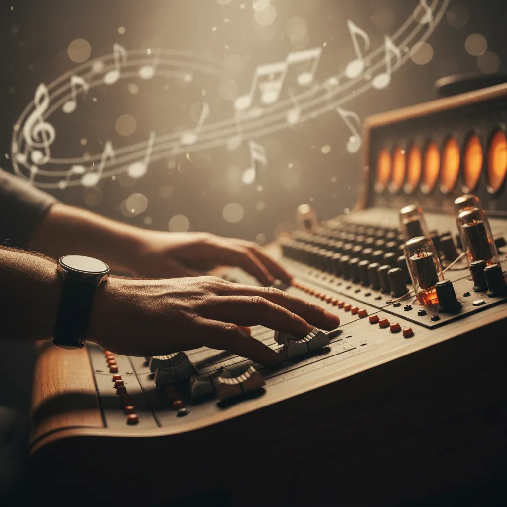 Hands on mixing board symbolizing praise from composer Yoon Il‑sang