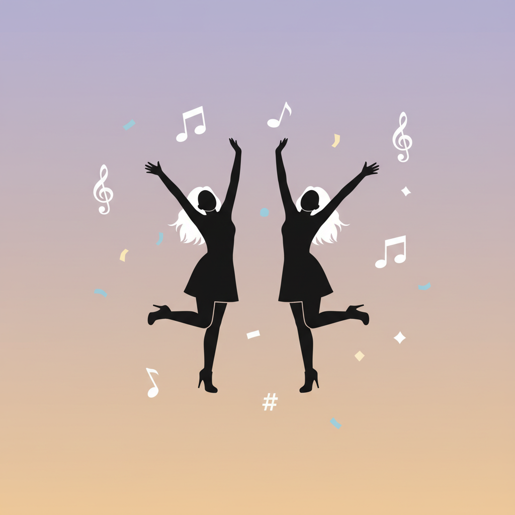 Silhouettes of Rosé and Lisa celebrating with raised hands, conveying excitement after watching BIGBANG's Coachella stage