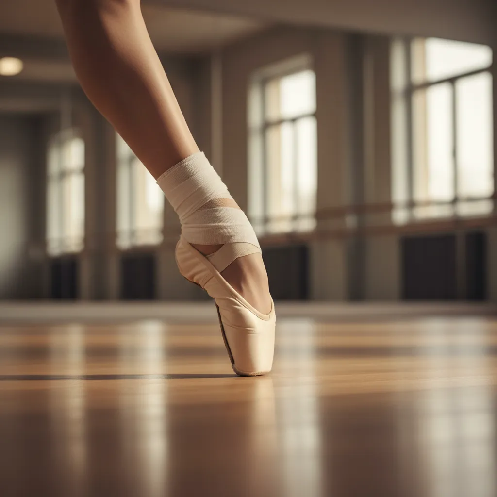 Injured foot with bandage on studio floor, representing Hyein's foot injury and adjusted activities