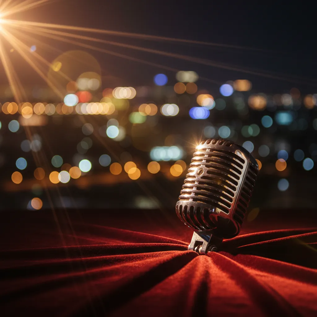 Microphone with light flares symbolizing Flare U's upcoming KCON Japan performance.