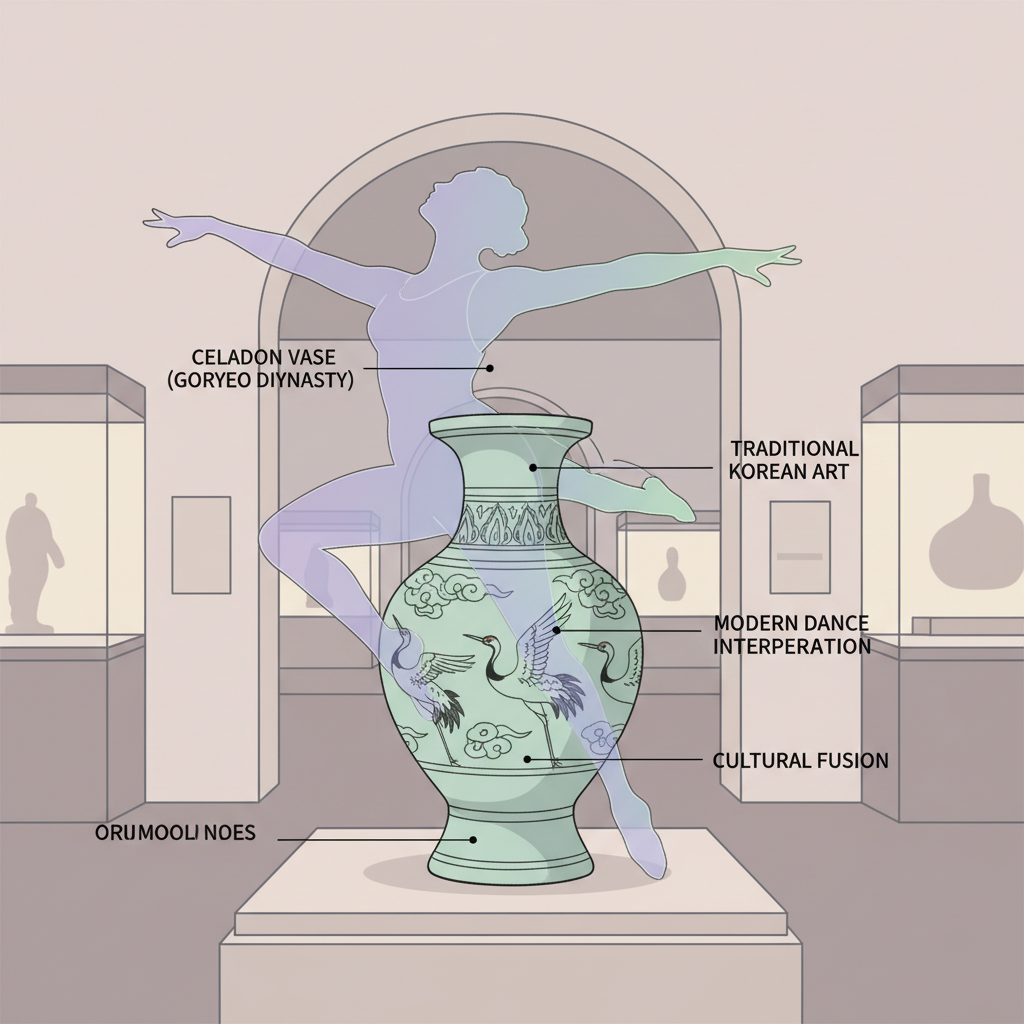 Content image depicting a museum artifact with a dancer silhouette overlay to show Lisa's contribution