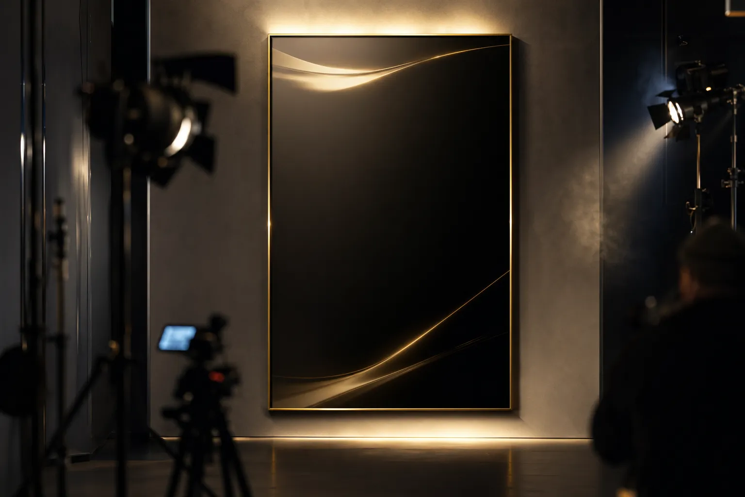 텍스트 없는 블랙 골드 티저 포스터 콘셉트와 무대 조명으로 표현한 2026년 월드투어 발표 분위기