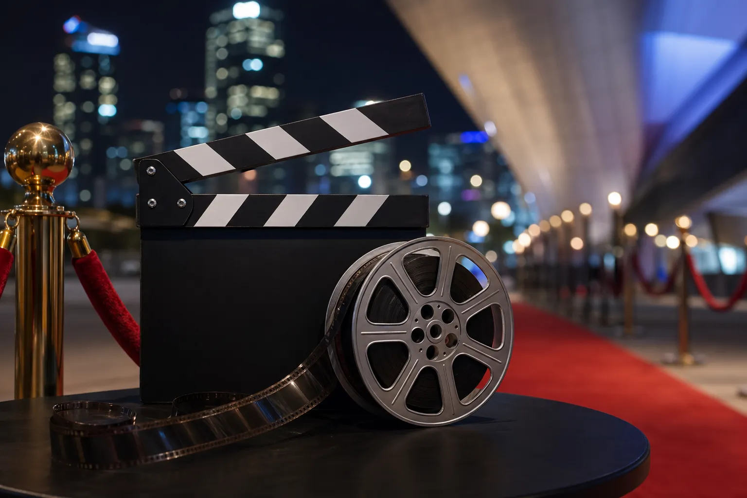 Film reel and festival objects evoking the 27th Jeonju Film Festival opening program.