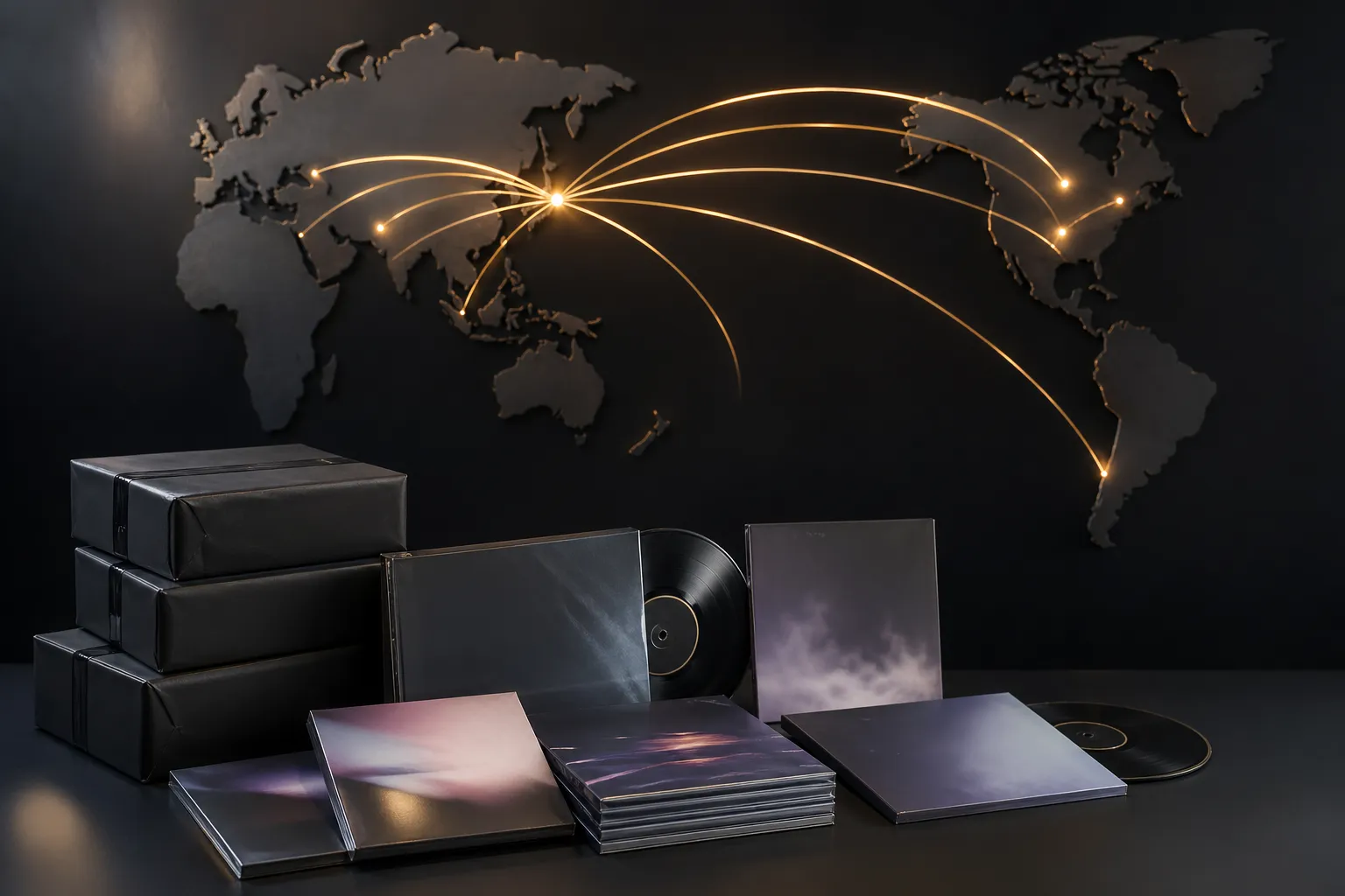 Illustrative concept image for K팝 앨범 수출 1억달러 showing global demand for generic K-pop albums from South Korea