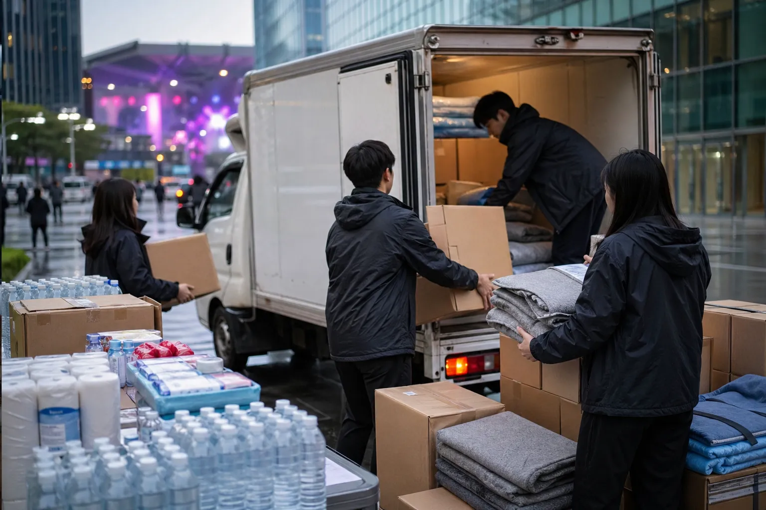 PSY Donated Items disaster relief support Seoul concept