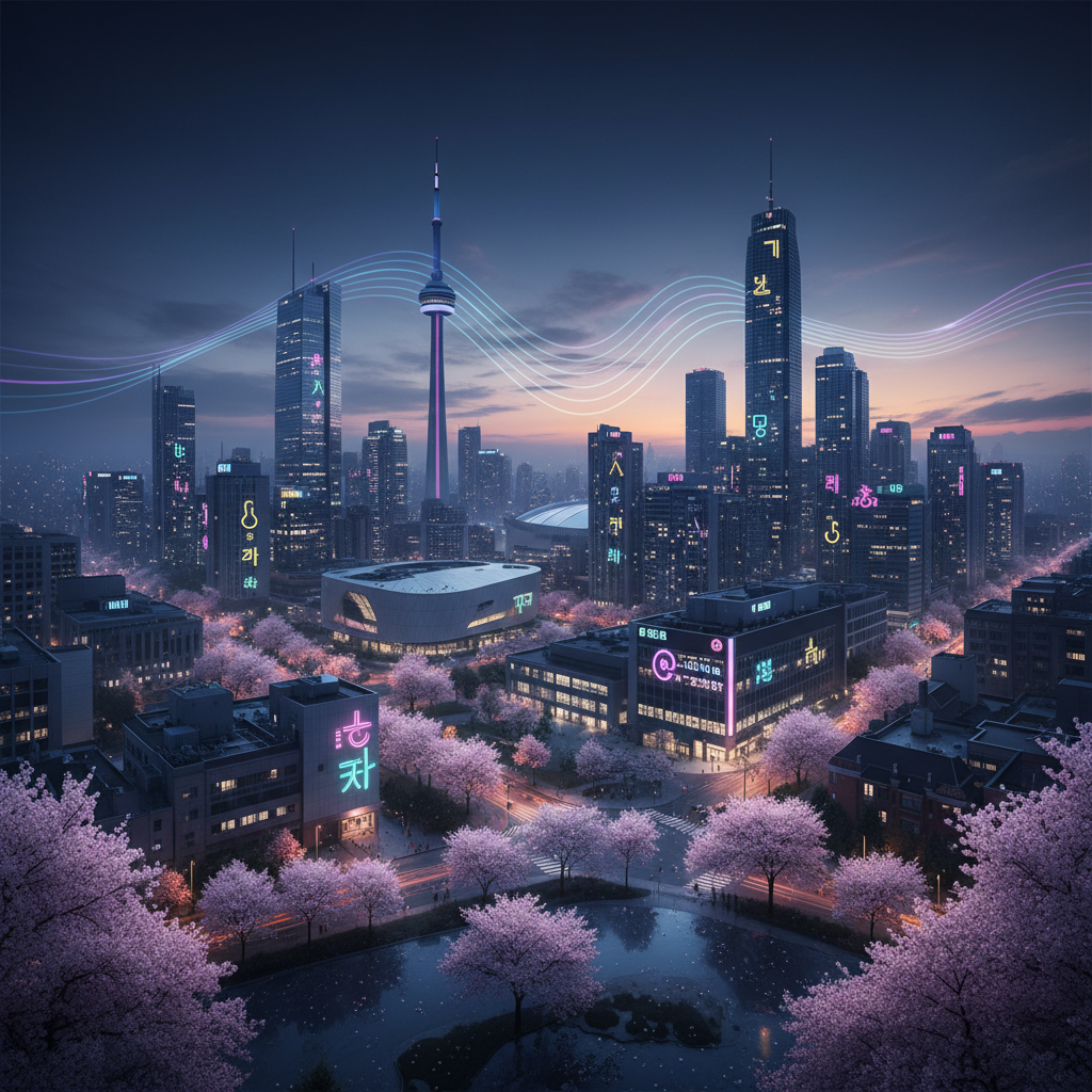 Supporting image conveying the aesthetic mood of cultural fusion between Korea and North America at the Hallyu Expo