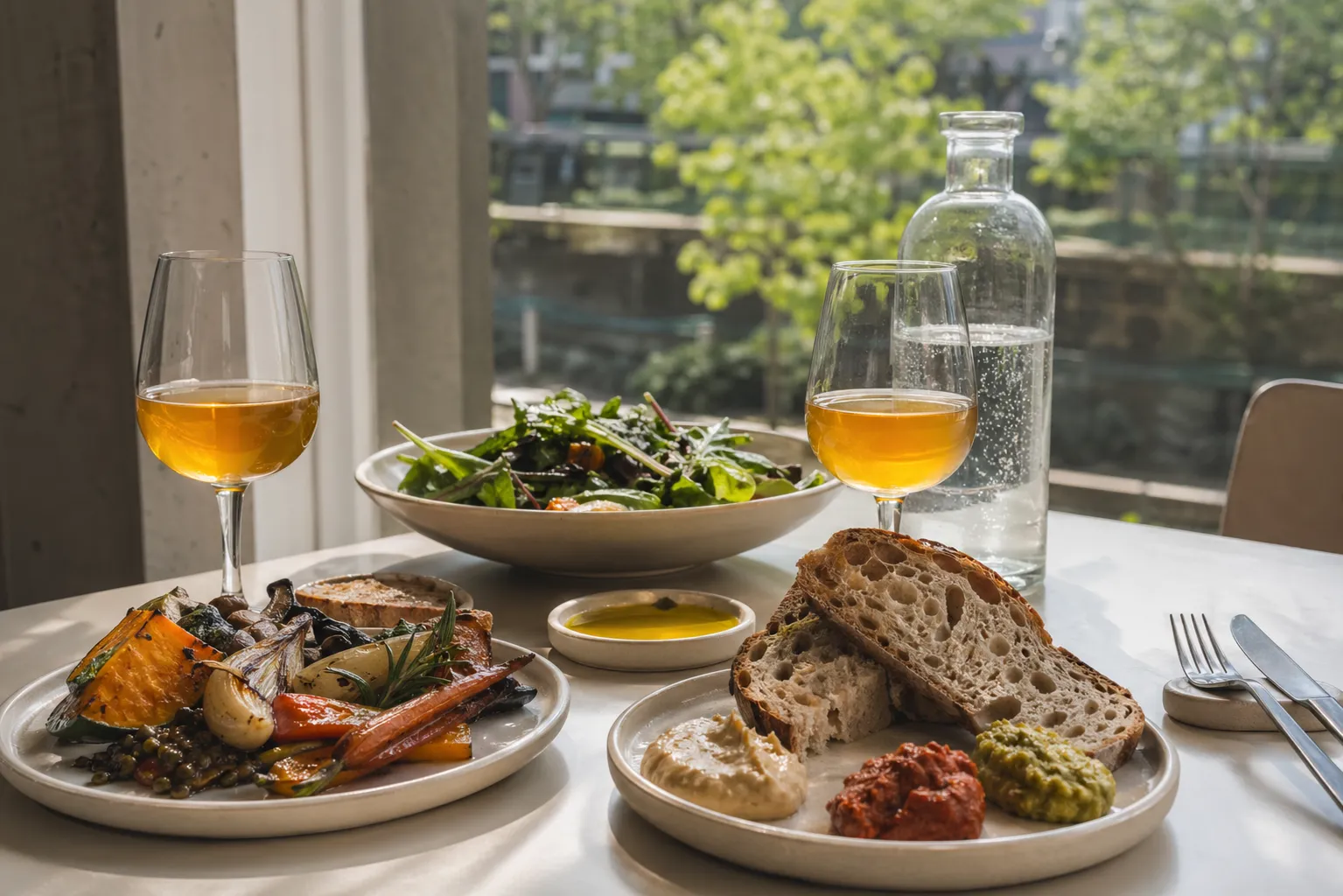 Yangjaecheon vegan brunch Flat O natural wine cafe trend