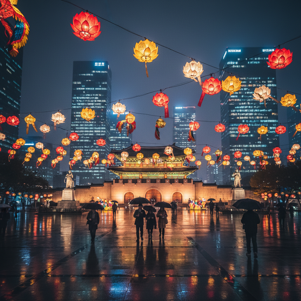 Supporting image capturing the mood of Seoul's Gwanghwamun Square during BTS 2026 comeback