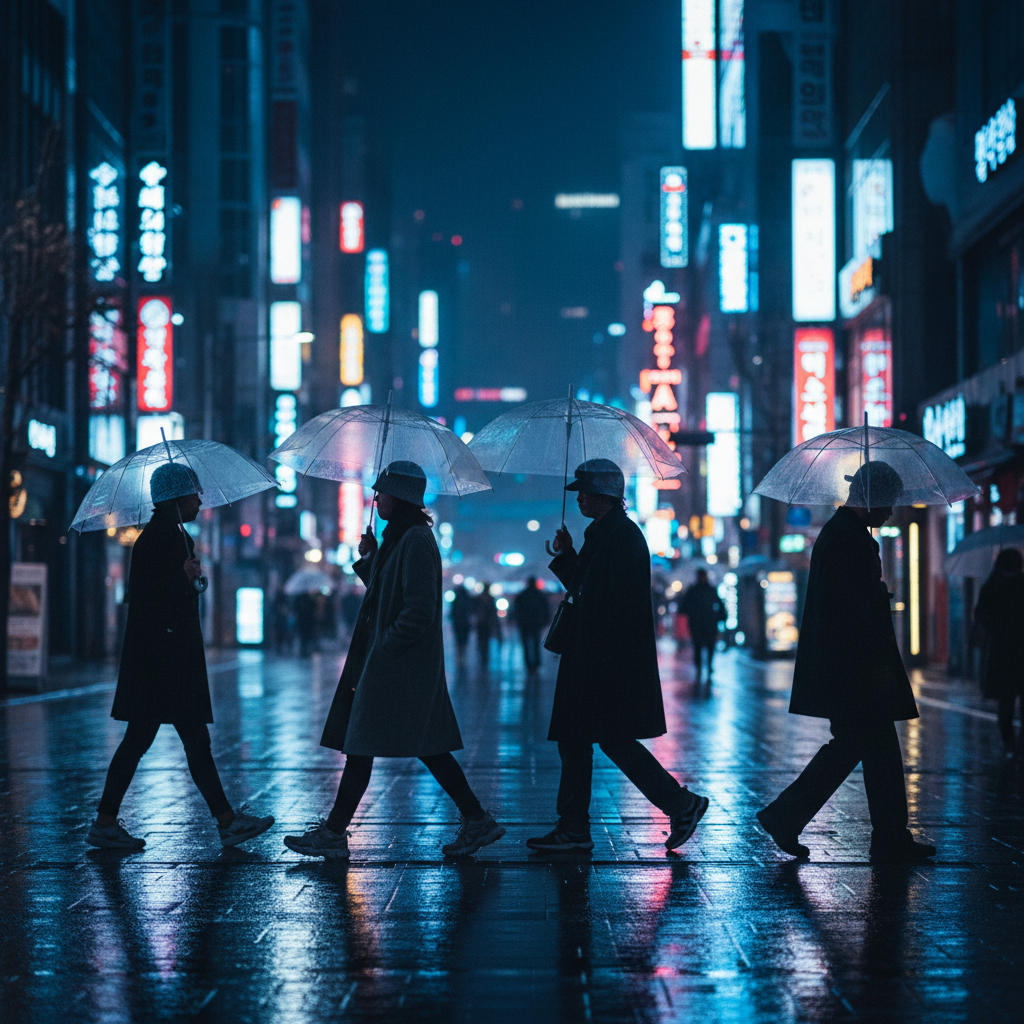 Supporting image capturing the modern Seoul street vibe and K-culture atmosphere as a mood piece for the age reform topic