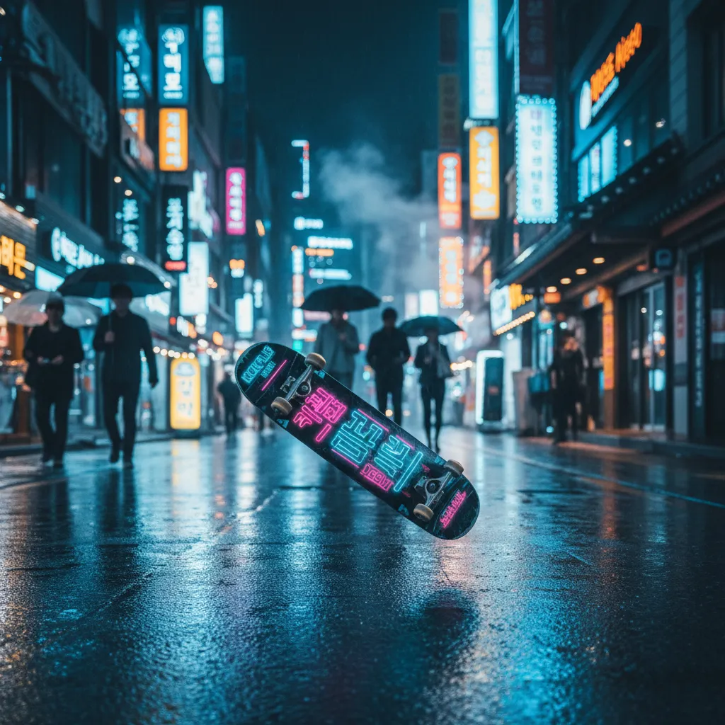 Seoul night street vibe reflecting the energetic atmosphere of KickFlip's tour