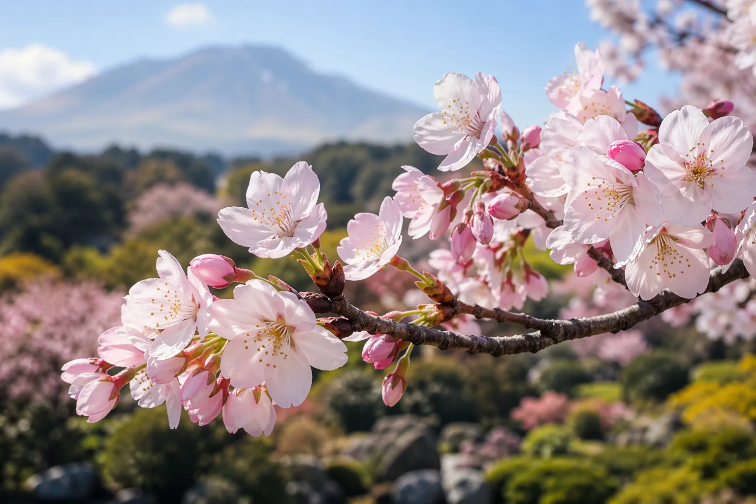 Close-up of pale pink Jeju king cherry blossoms at peak bloom in Yanggu.