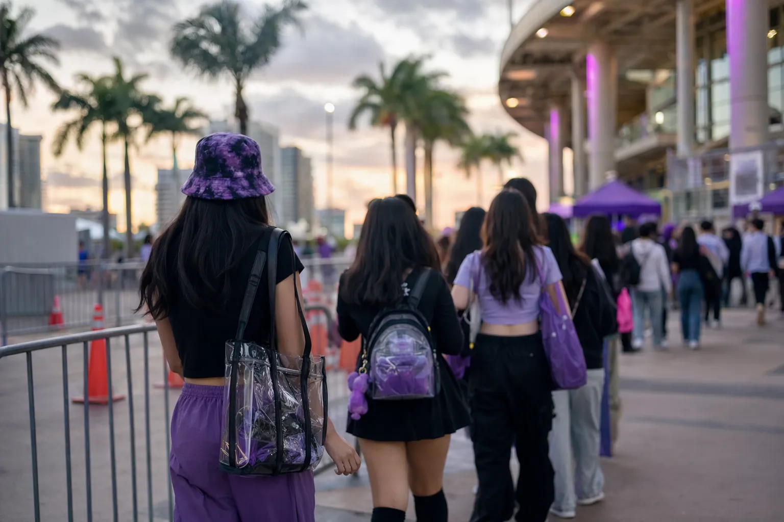 Fans gather for official BTS tour merch pickup before the Tampa stadium concerts