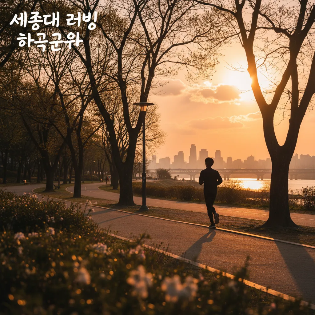 Silhouette of a jogger at sunset in Seoul Children's Grand Park
