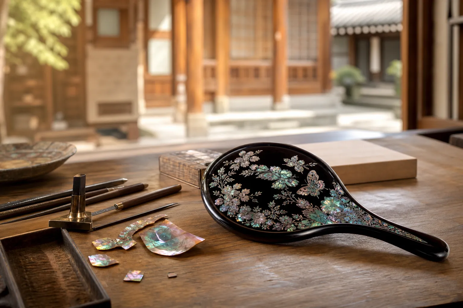 Namsangol Najeon Craft Guide: Making a Mother-of-Pearl Hand Mirror at Namsangol Hanok Village