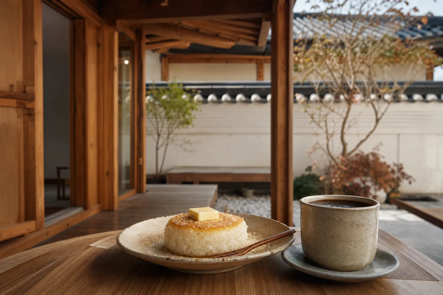 Tongui-dong Geuraedo Bakery hanok cafe butter rice cake
