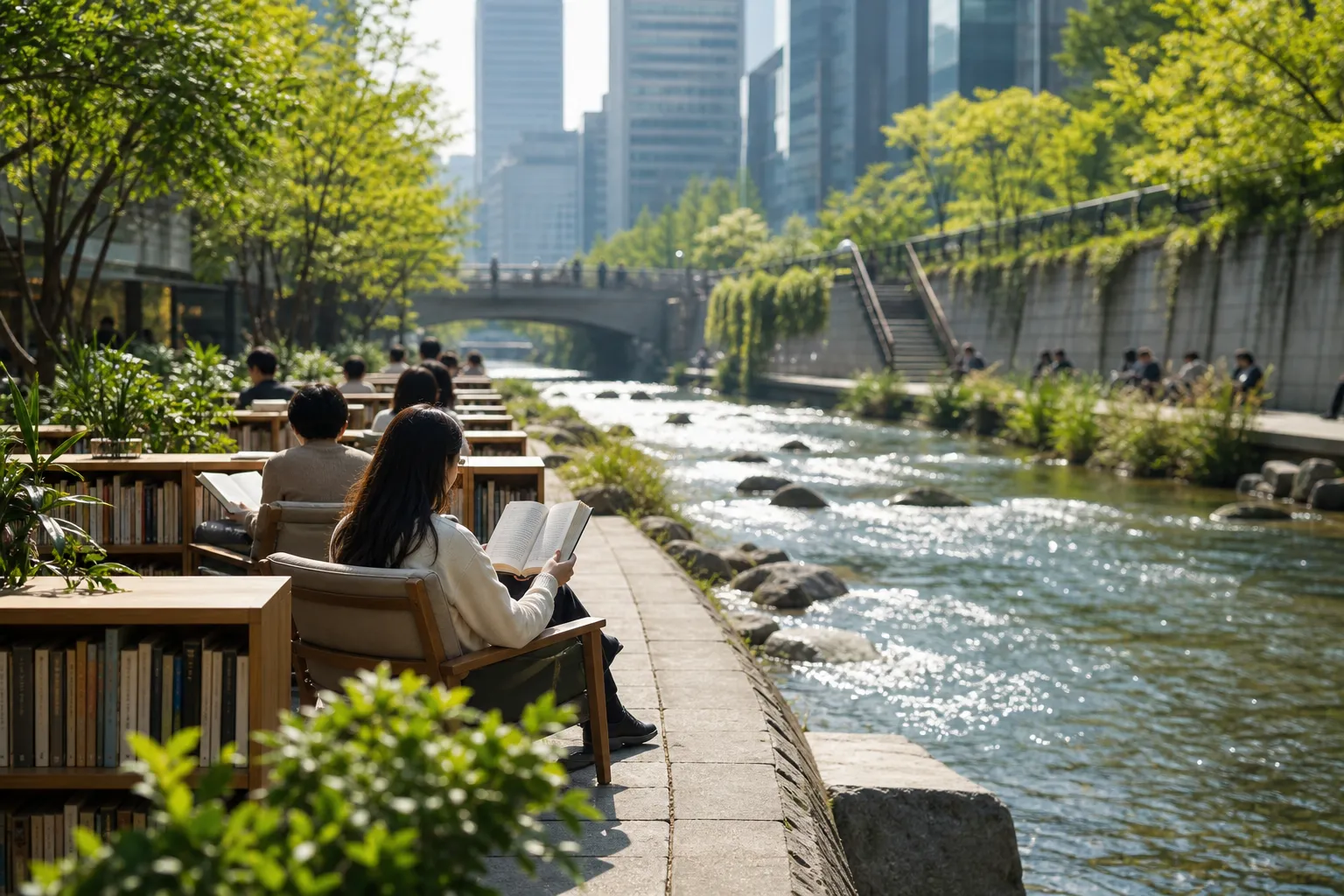 Cheonggyecheon Reading Reopens 2026 Seoul streamside outdoor library concept