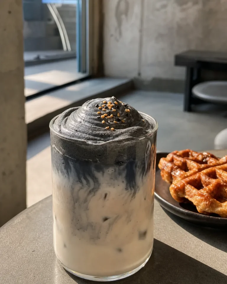Vetiver black sesame latte Seongsu cafe favorite