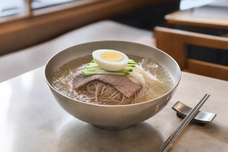 Andeok beef naengguksu Jongno Seoul Bib Gourmand cold noodles