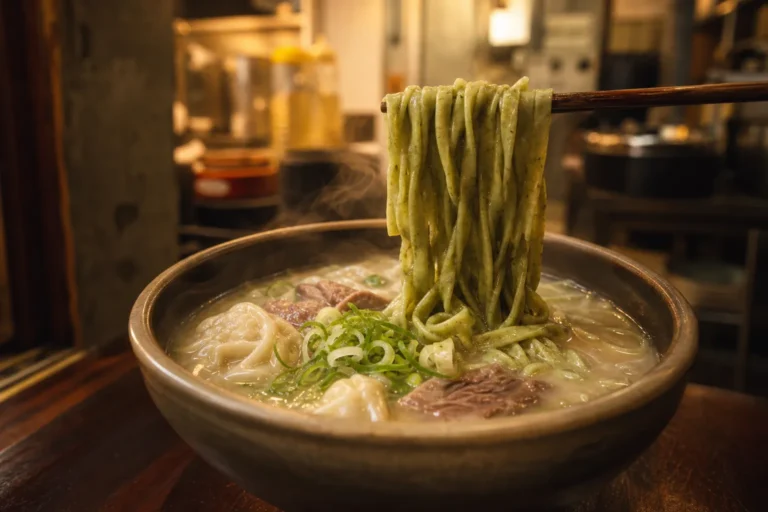 Ssuk Kalguksu at Eulji Kalguksu mugwort noodles in beef bone broth