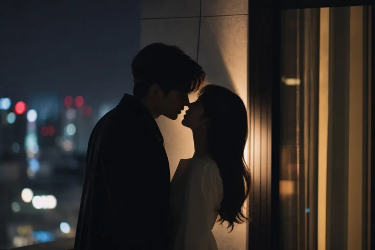 IU and Byeon Woo-seok Kiss Scenes wall kiss Seoul K-drama concept