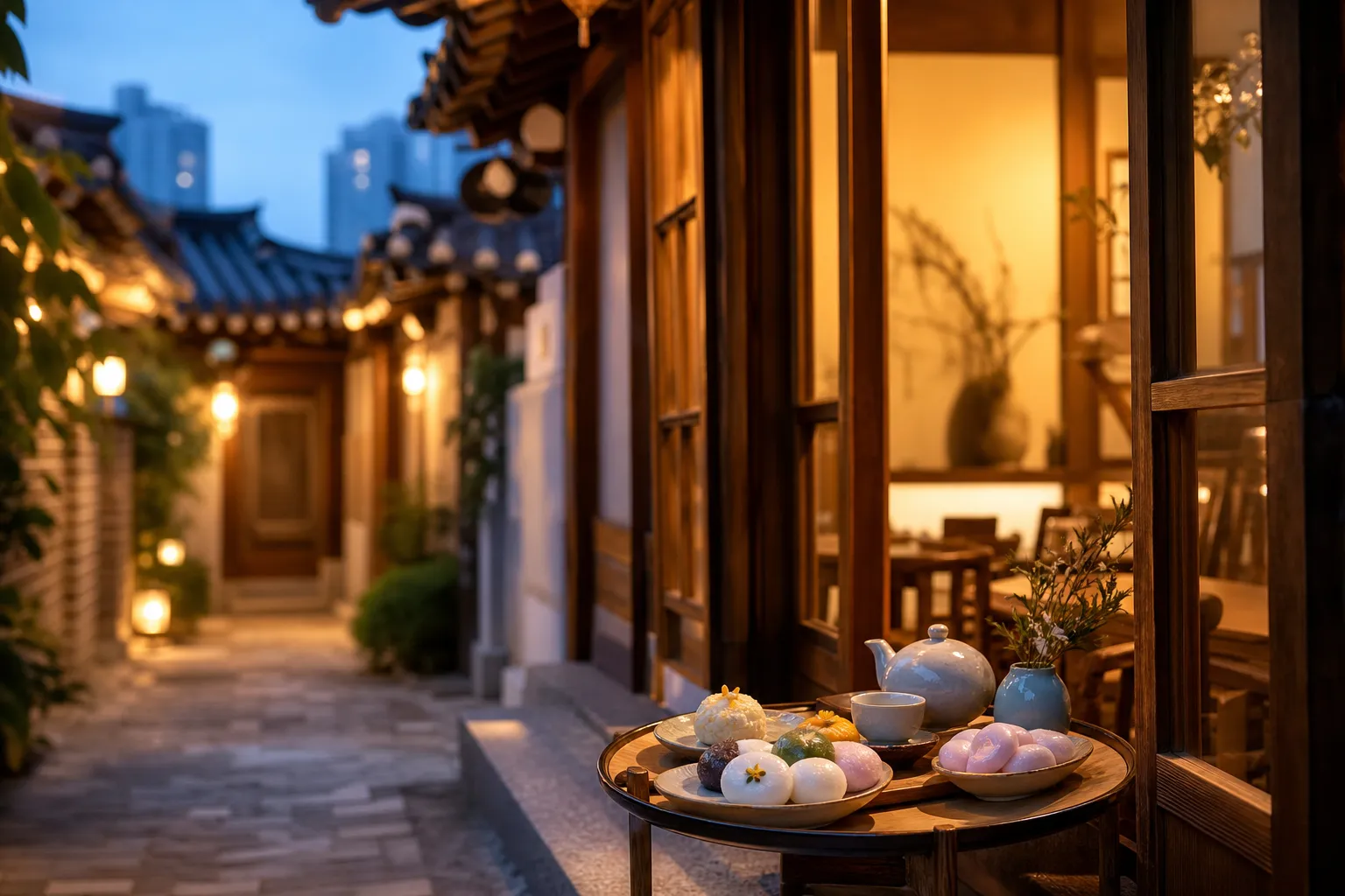 Ikseon-dong Ajindang Korean tteok cafe in Seoul hanok alley
