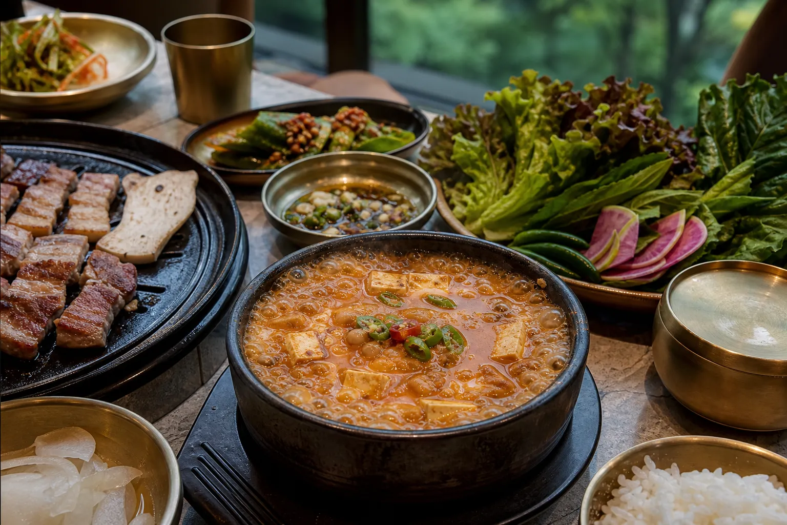 Saniya Cheonggukjang Ui-dong Bukhansan charcoal-grilled set meal