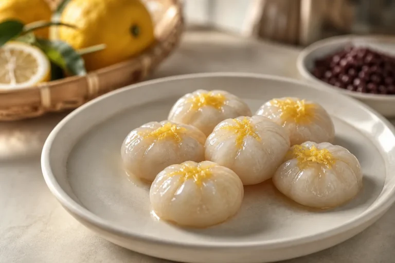 Ohwadang Gaeseong Juak Korean dessert with yuzu flavor in Gyeongdong Market