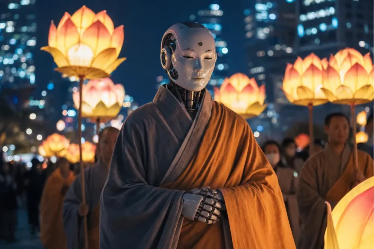 Robot Monks at the 2026 Lotus Lantern Parade Seoul concept