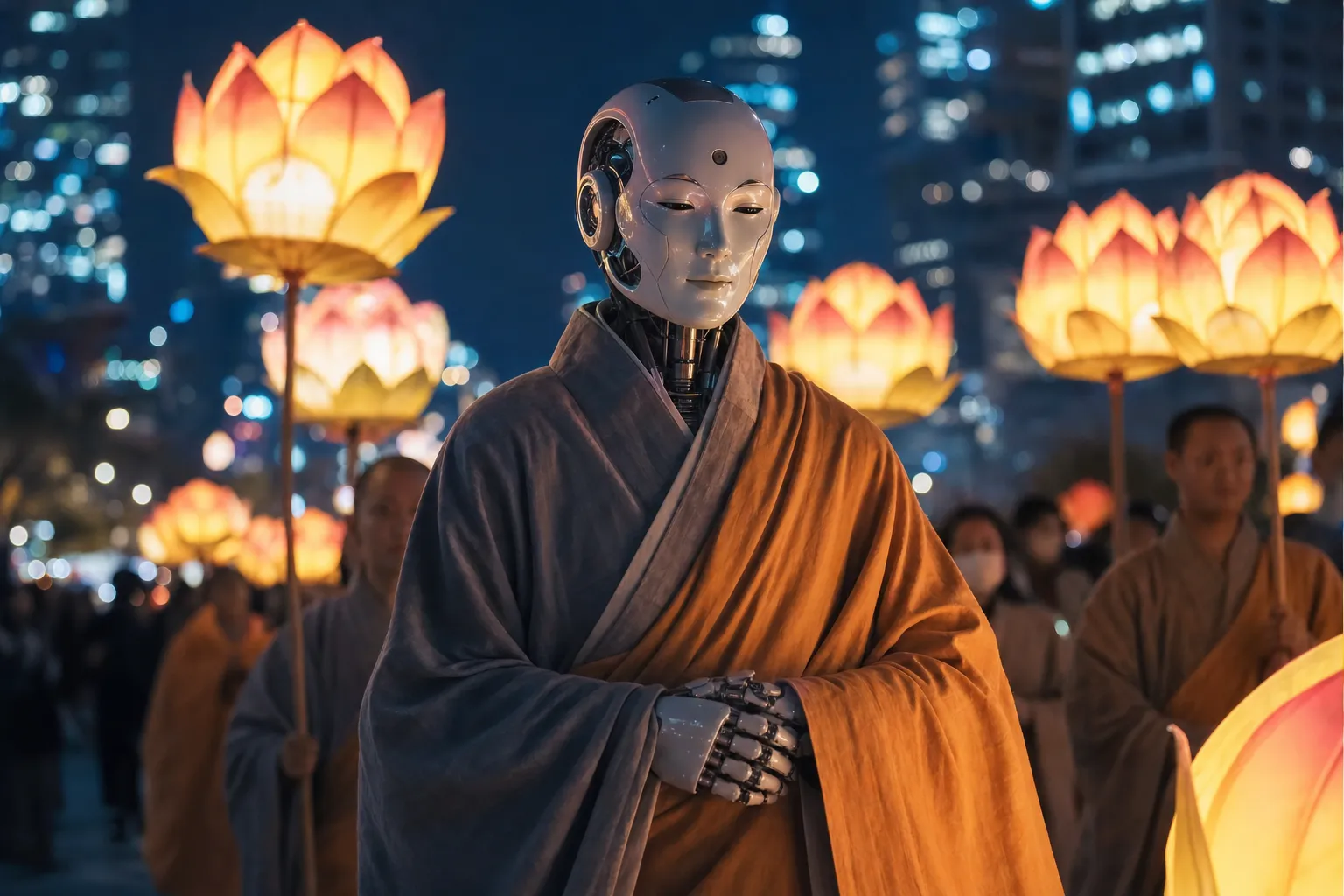 Robot Monks at the 2026 Lotus Lantern Parade Seoul concept