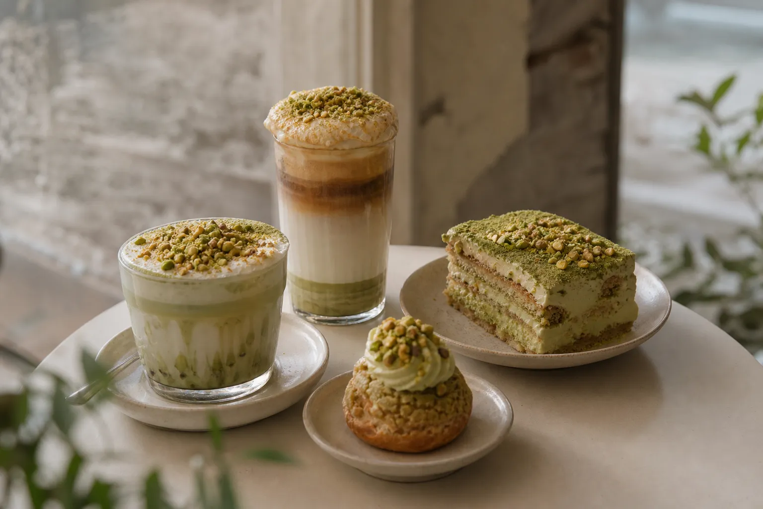 Ungkiro Yeonnam pistachio desserts in Yeonnam-dong cafe