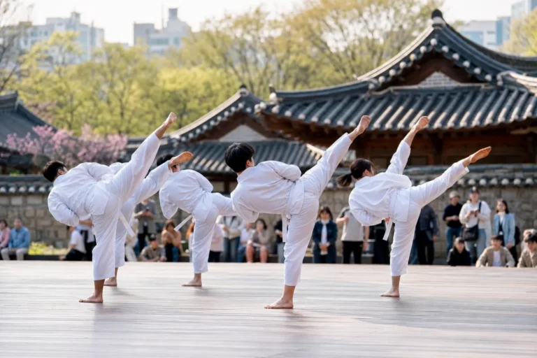 Namsangol Hanok Village Taekwondo Show 2026 stage concept