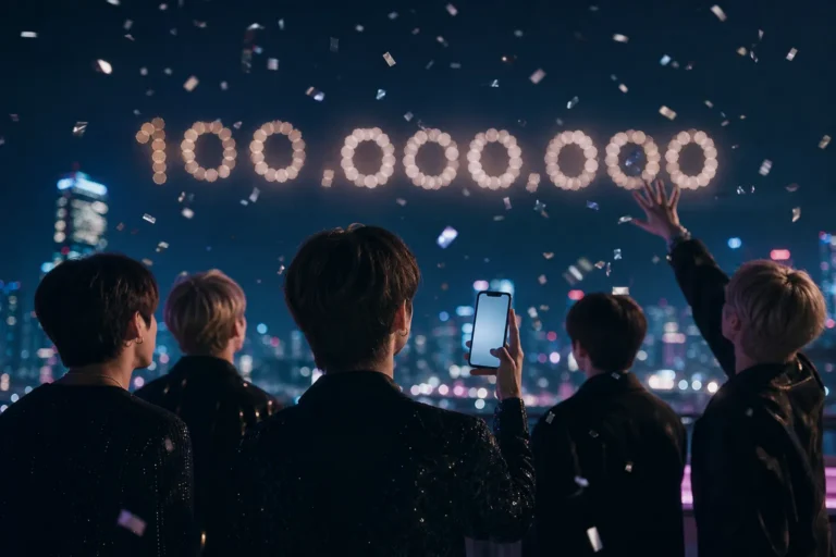 Hearts2Hearts RUDE Reaches 100 Million YouTube Views milestone stage concept
