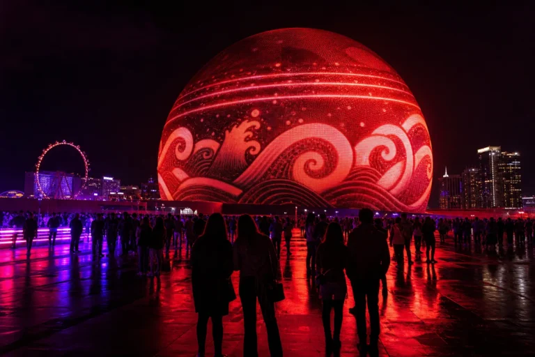 BTS Las Vegas Sphere Exosphere Shows ARIRANG Visuals During Citywide Vegas Project stage concept