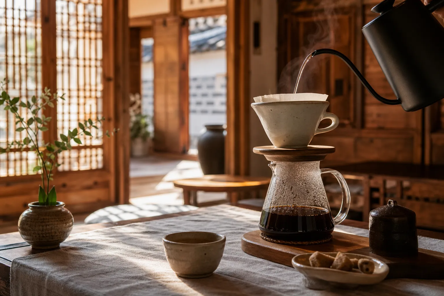 Gongjung Garden hand drip Seochon hanok cafe coffee