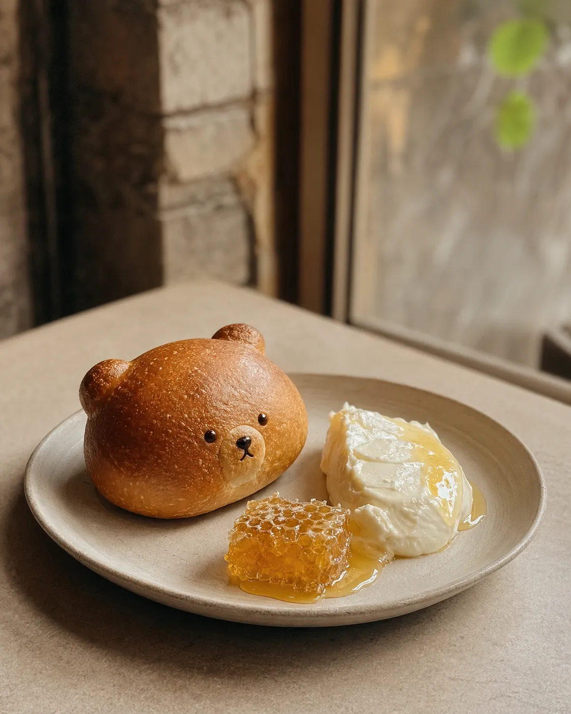 Dalimak bear kaymak bread in Seongsu with honeycomb and cream