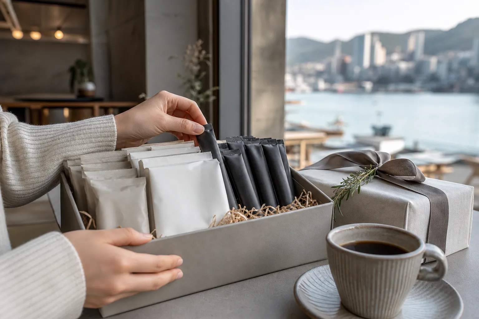 Momos Coffee Busan Hometown Love Donation coffee return gift lineup
