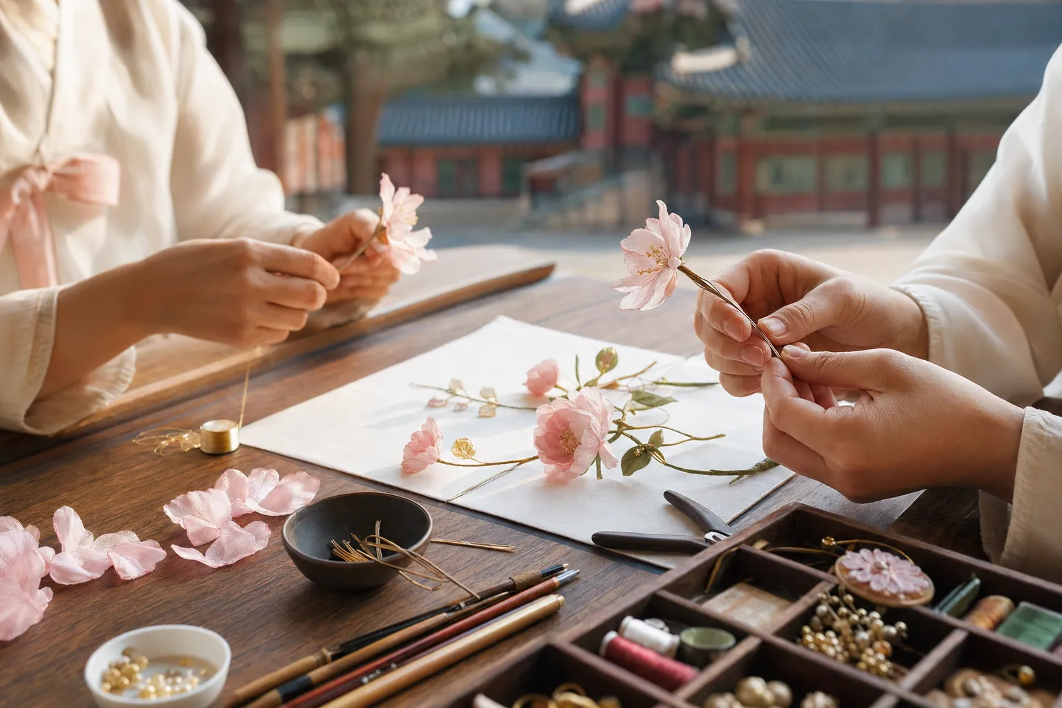 Gyeongbokgung court flower experience Seoul craft workshop guide